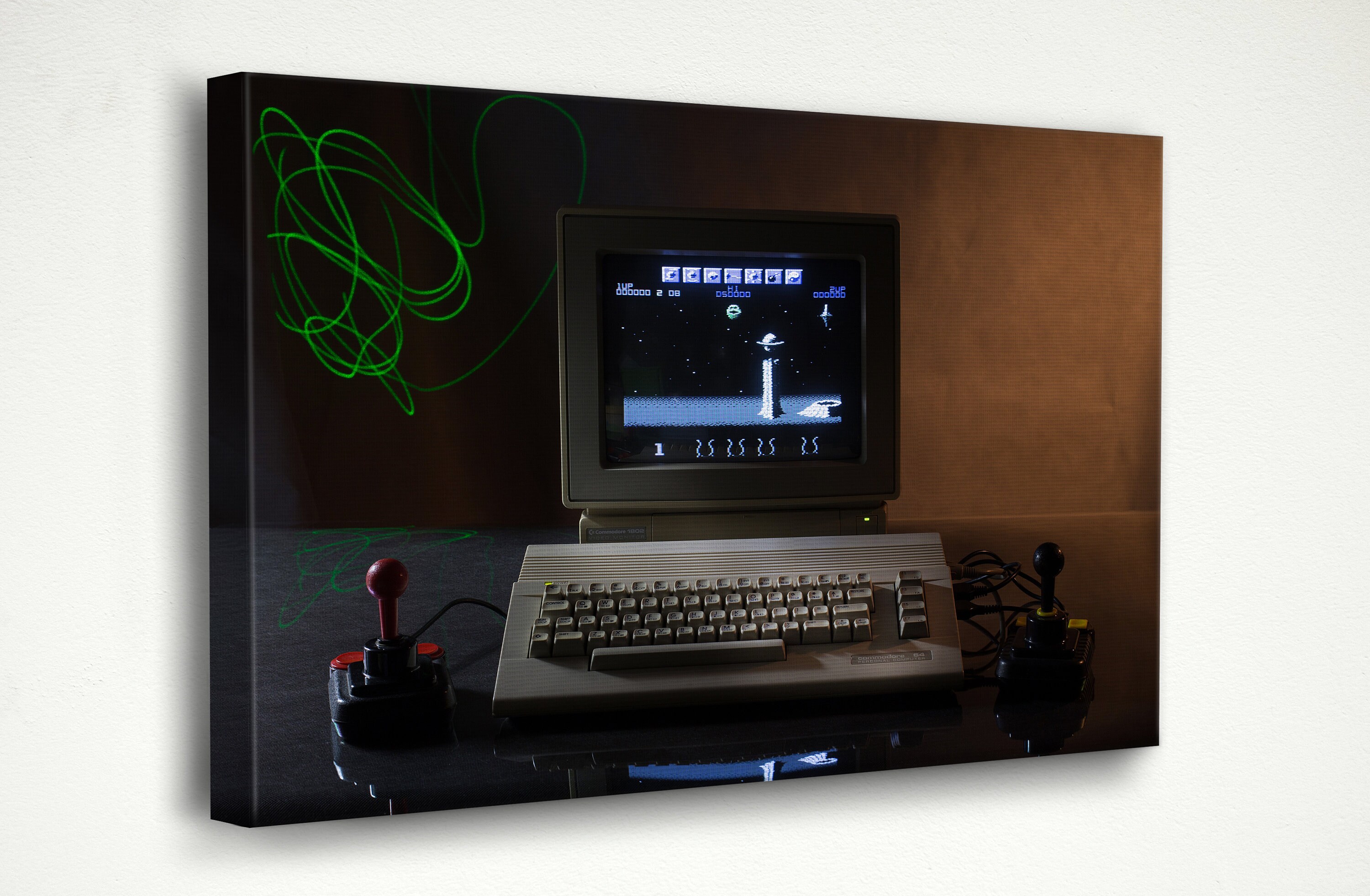 Game Room Wall Art Old Computer and Joystick Canvas Poster Print Gift Idea Office Home Decorations POSTER or CANVAS READY To Hang