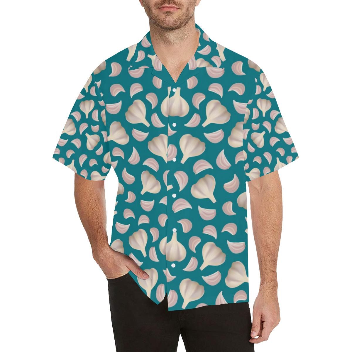 Garlic Pattern Background Men’s All Over Print Hawaiian Shirt