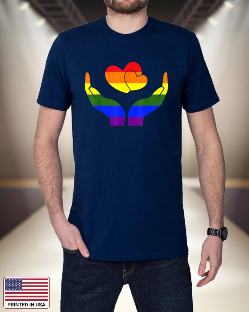 Gay Pride Hand Heart LGBT-Q Cool Rainbow Flag Color Ally Rqpsq