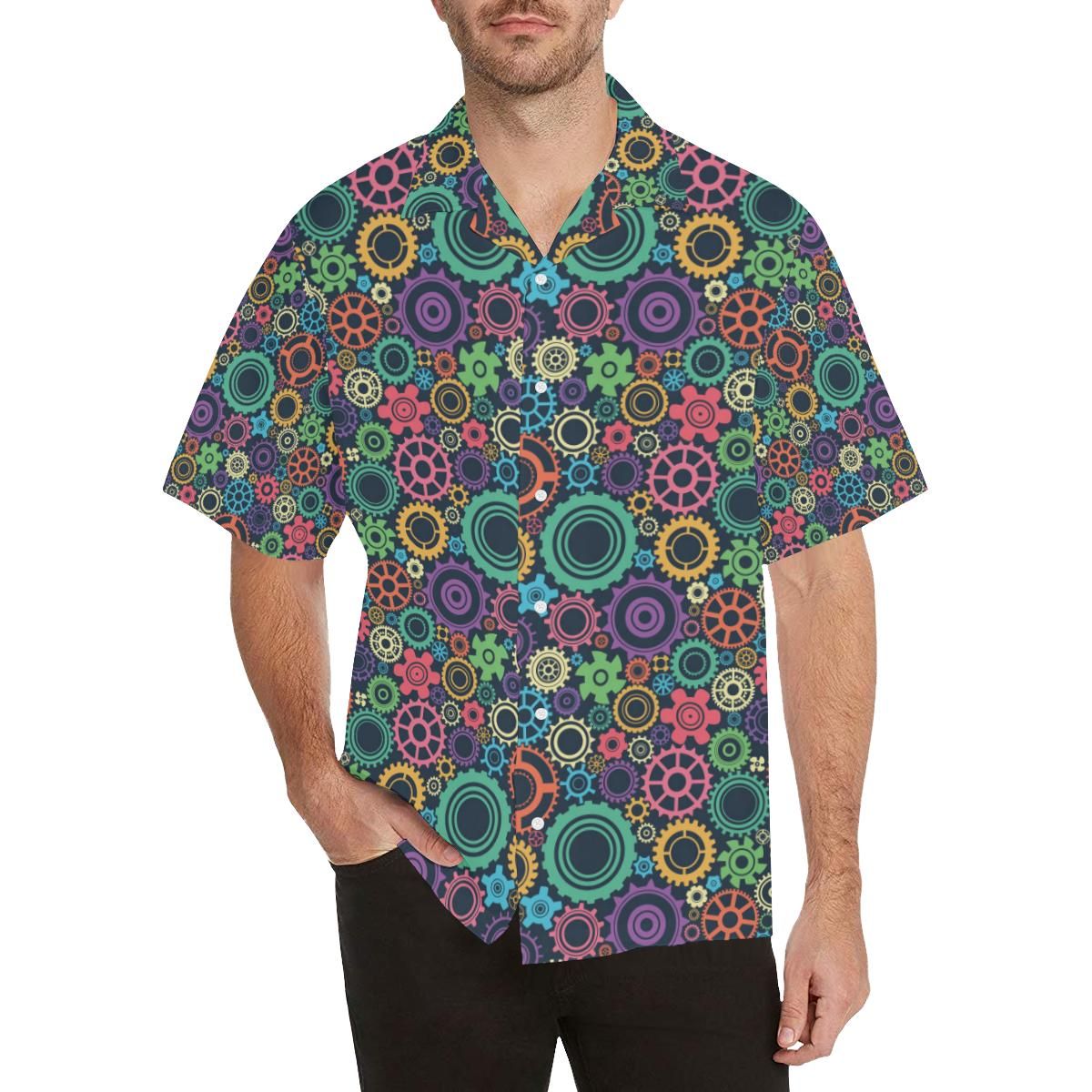 Gear Pattern Print Design 02 Men’s All Over Print Hawaiian Shirt (model T58)