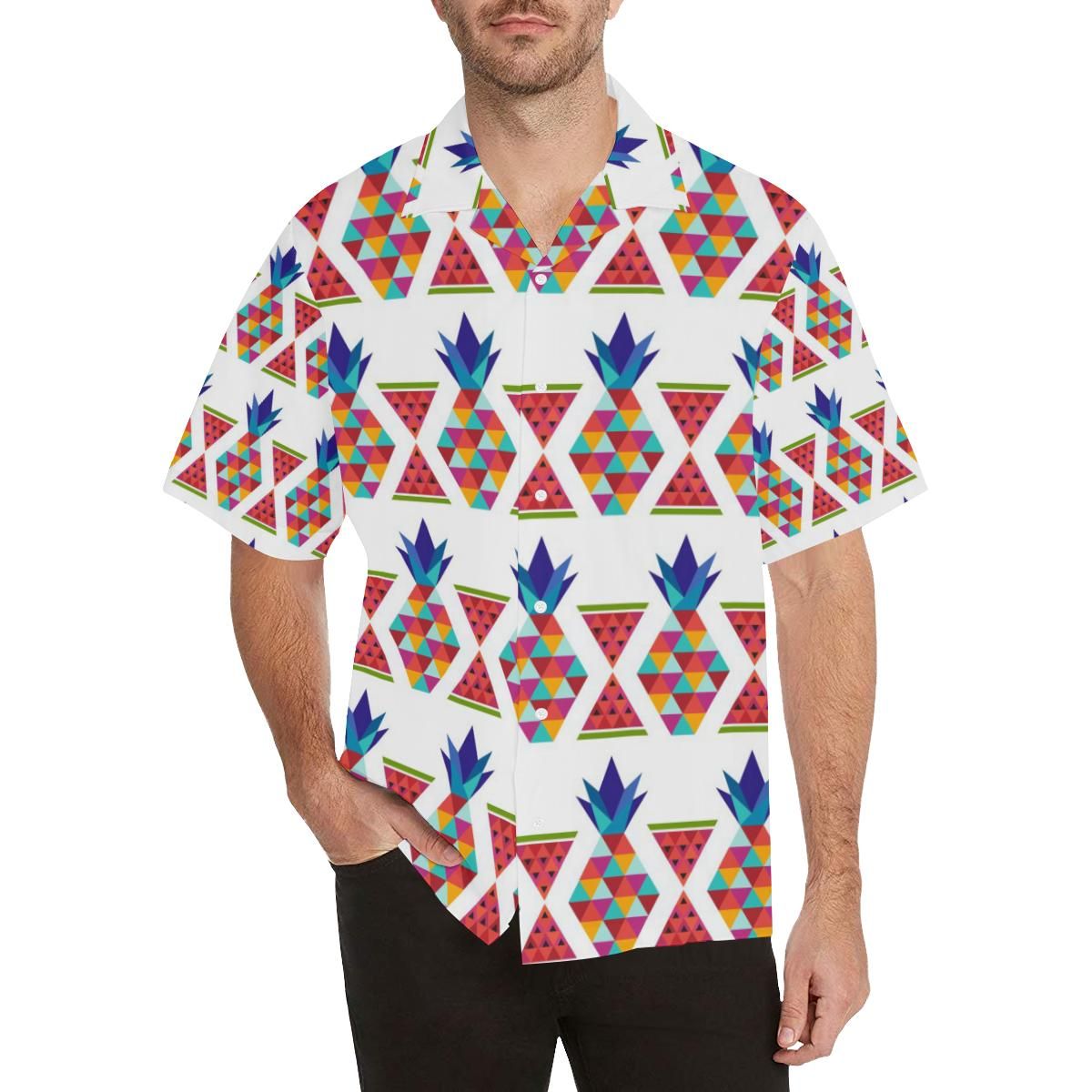 Geometric Pineapple Pattern Men’s All Over Print Hawaiian Shirt