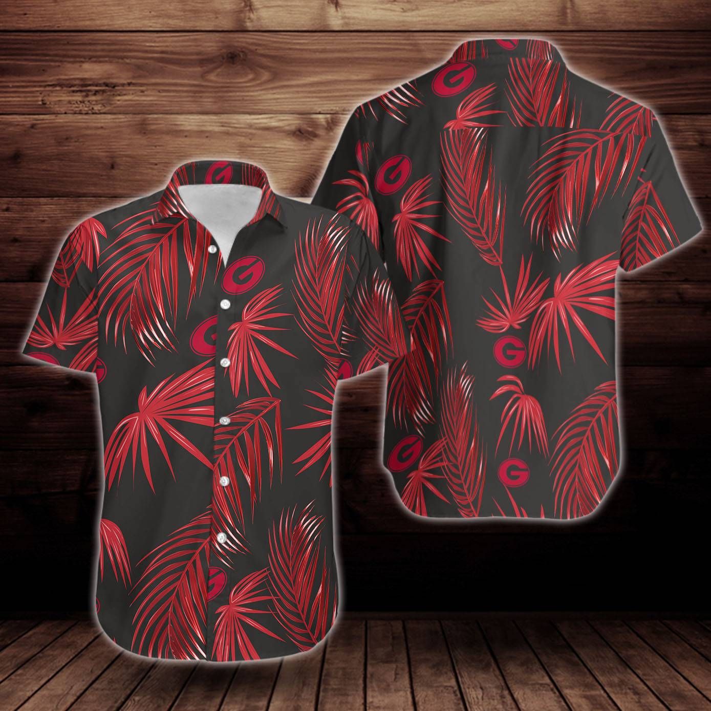 Georgia Bulldogs Flower Short Sleeve Hawaiian Shirt Big And Tall Hawaiian Shirts