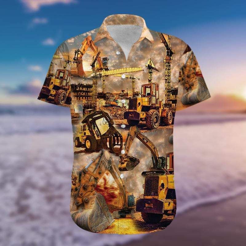 Gift For Dad Father's Day Amazing Beautiful Construction In The Sunset Hawaiian Shirts #31220h