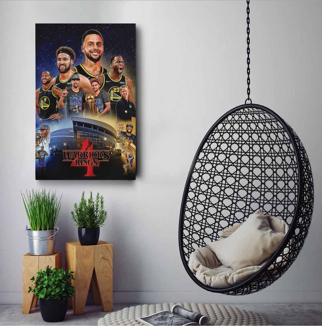 Golden State Warriors 4 Ring NBA Champions Poster