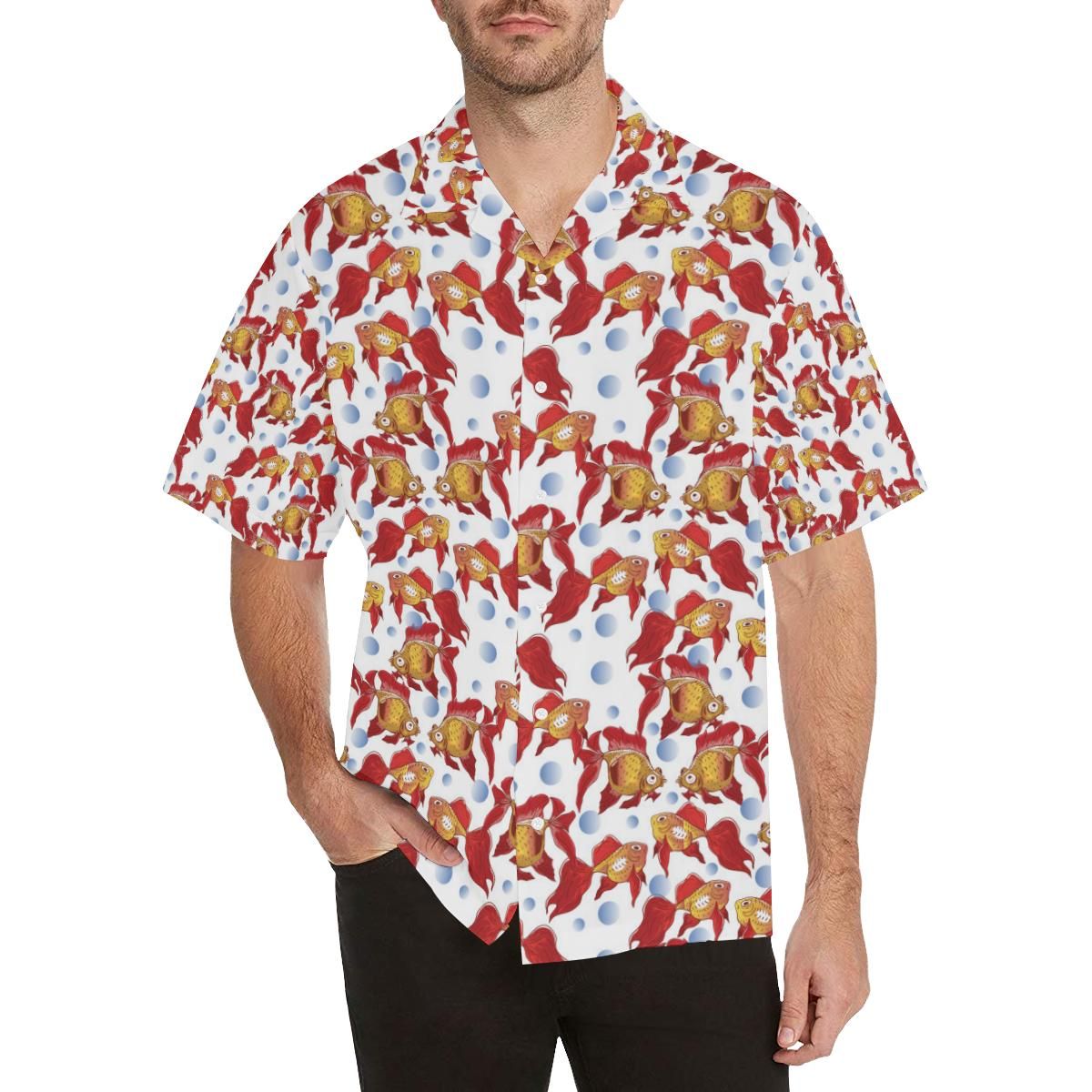 Goldfish Pattern Print Design 02 Men’s All Over Print Hawaiian Shirt (model T58)