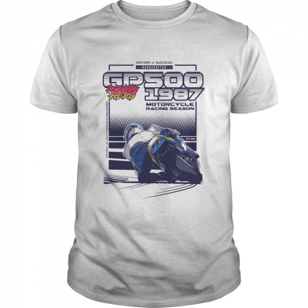 Gp500 1987 Riding Hero Valentino Rossi Motorbike Racing shirt