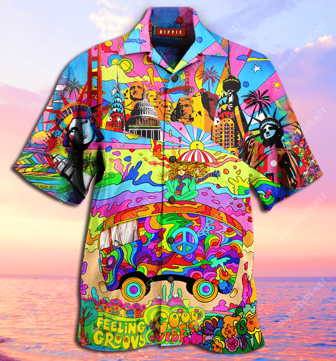 Groovy American Hippie Unisex Hawaiian Shirt