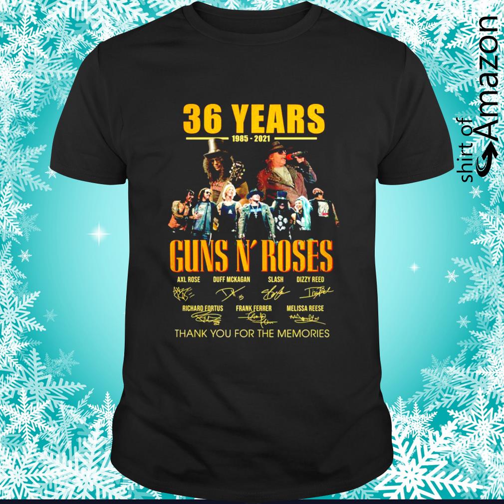 Guns N’ Roses 36 years 1985-2021 thank you for the memories signatures t-shirt