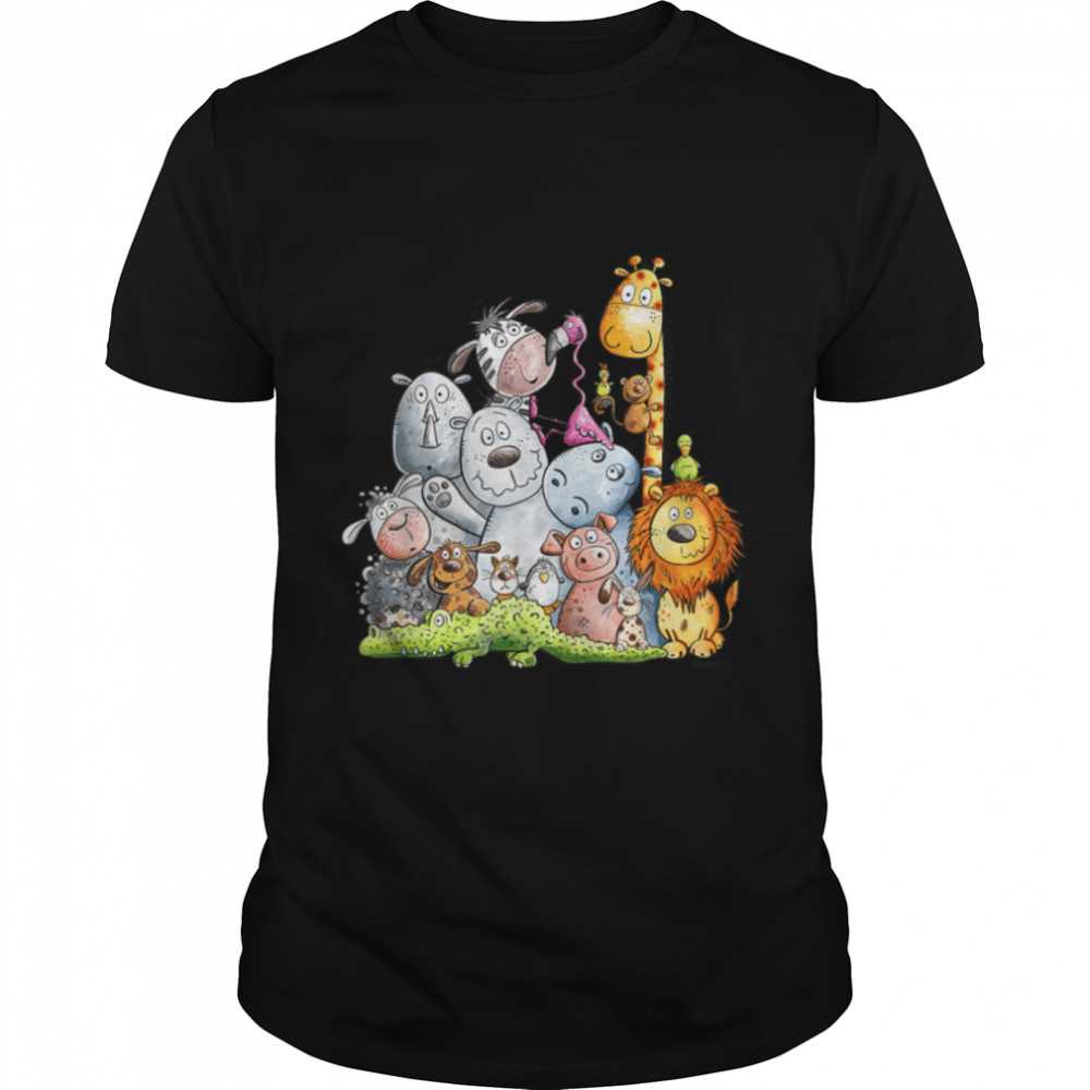 Happy Animal Pile I Animal Print I Fun Animals T-Shirt B0B54B2R4K