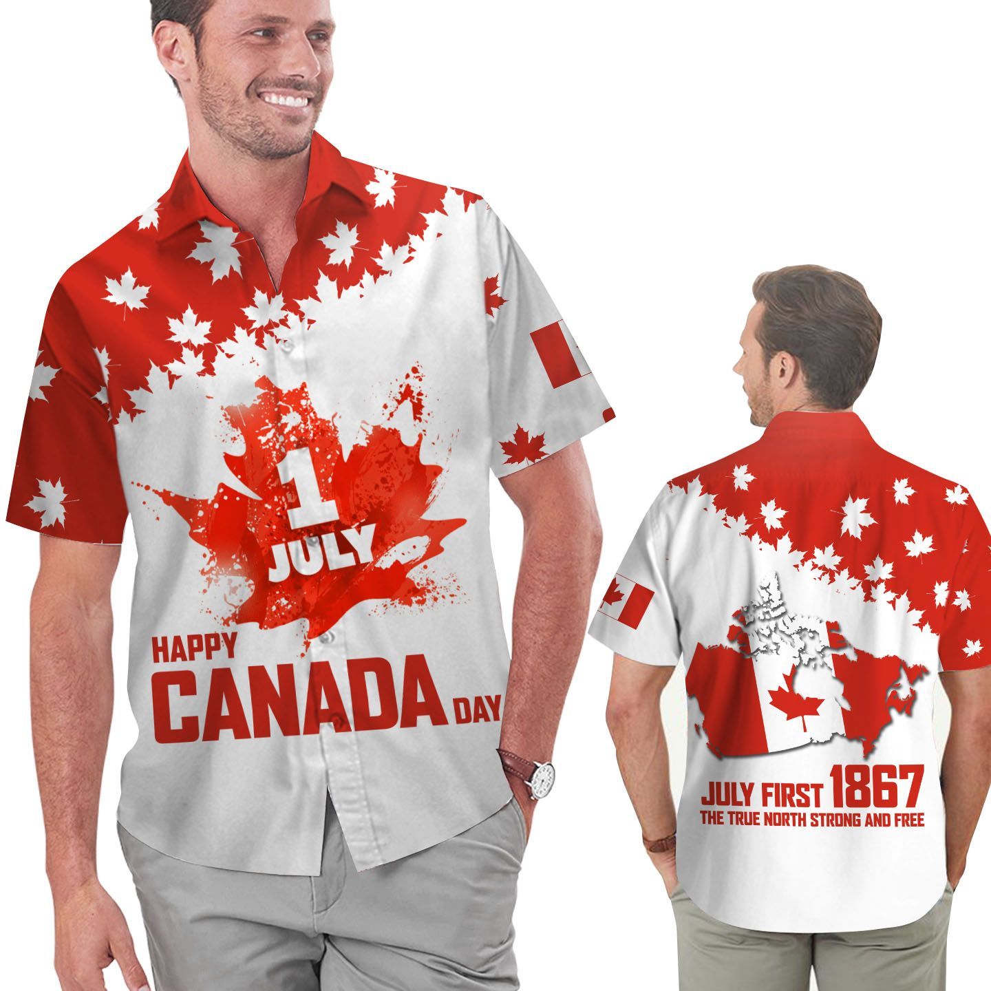Happy Canada Day July First 1867 Hawaiian Shirt For Men For Canadians