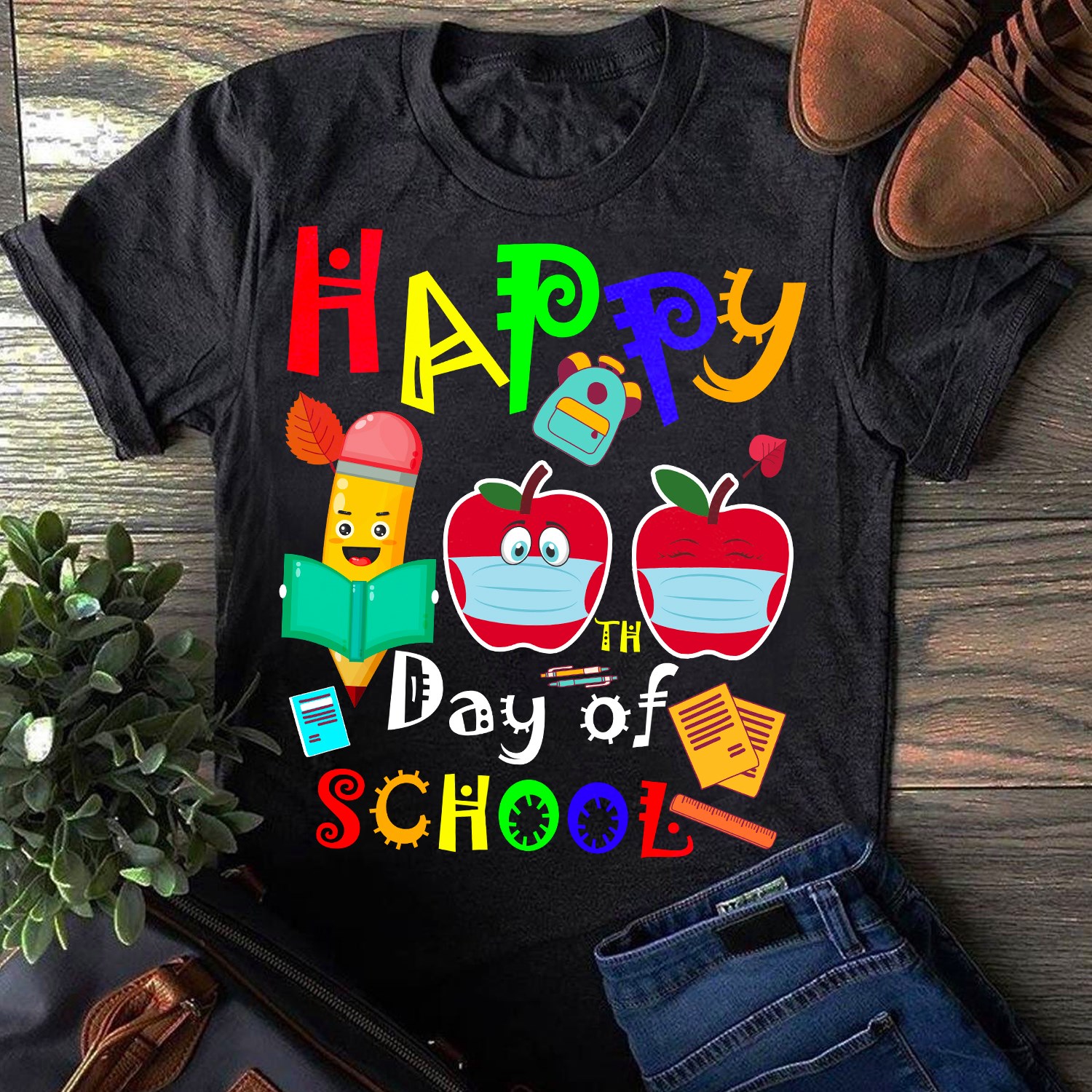 Happy day of school- a lot of fruits