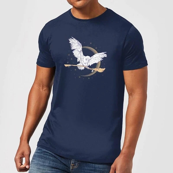 Harry Potter Hedwig Broom Men s T Shirt Navy XL