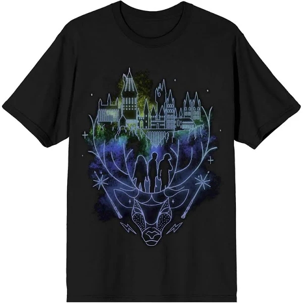 Harry Potter Hogwarts Patronus Line Art Men s Black T shirt 3XL