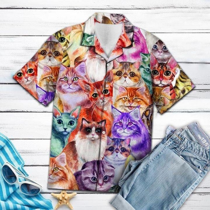 Hawaii Shirt Amazing Colorful Cats -ZX1529 