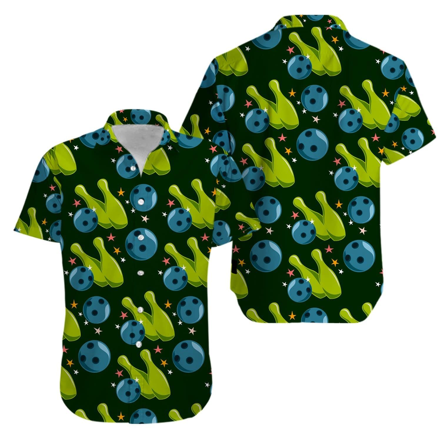 Hawaii Shirt Bowling Strike Green-ZX1305 