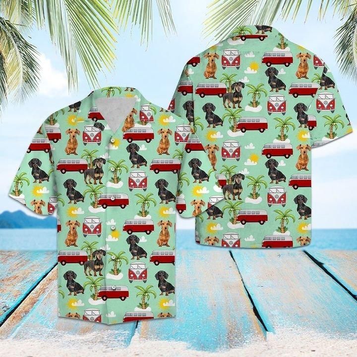 HAWAII SHIRT Dachshund Hippie Car -zx16209 