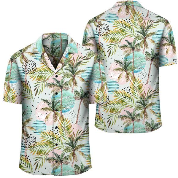 HAWAII SHIRT Hawaii Tropical Watercolor Palm Tree Leaf Hawaiian Shirt-ZX10749 