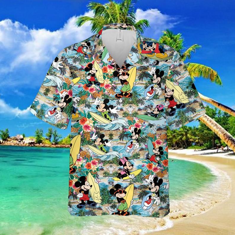 HAWAII SHIRT Mickey Hawaii Shirt And Shorts, Hawaiian Floral Aloha Cartoon Shirt, Beach Shirt For Couple,zx18194 
