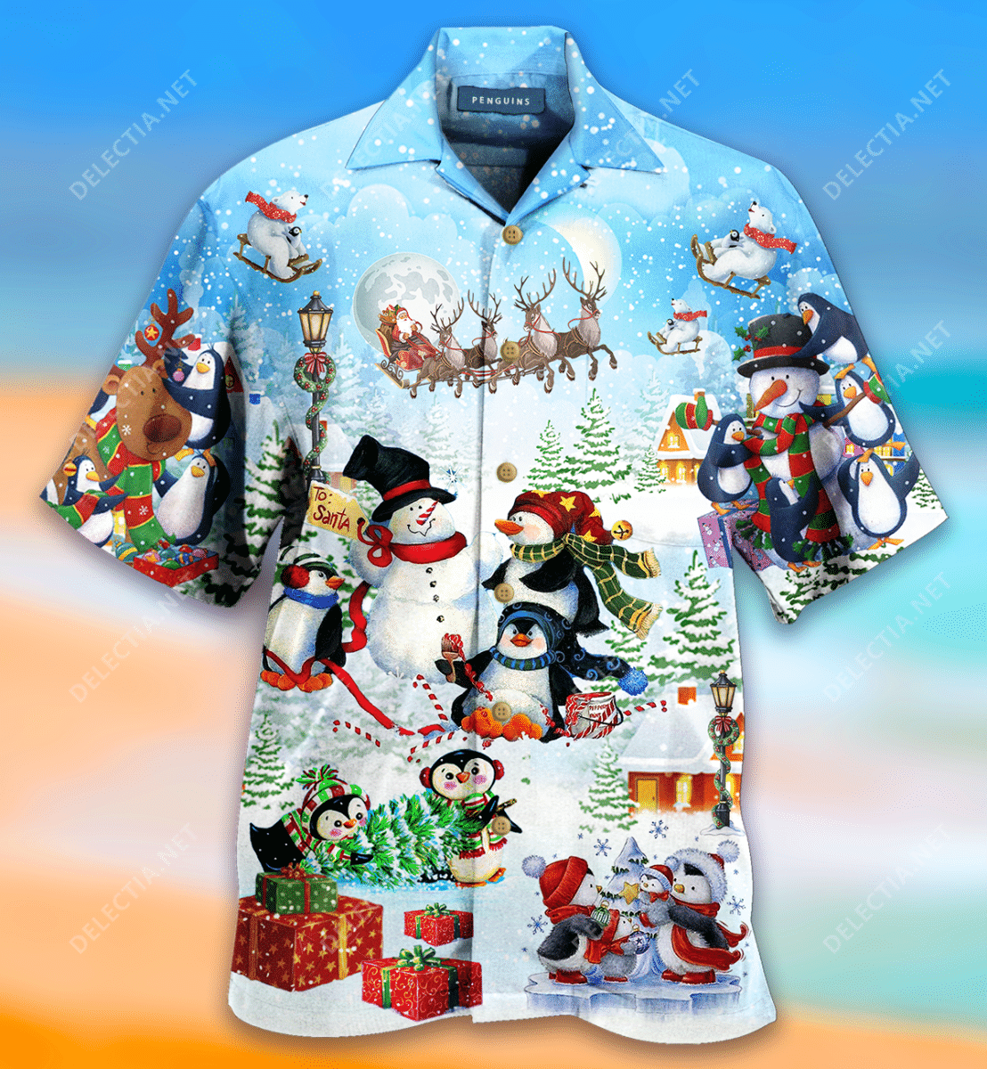 HAWAII SHIRT Penguins Merry Christmas -zx15491 