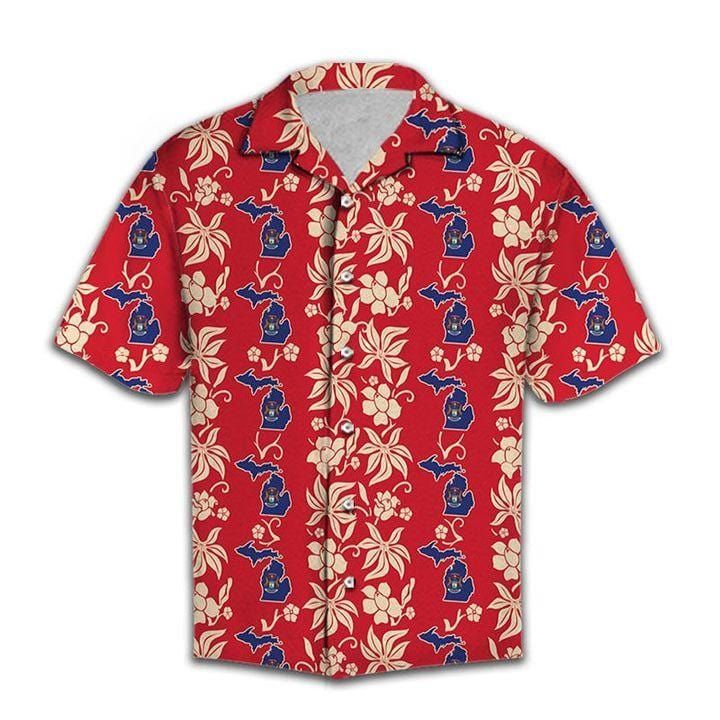 Hawaii Shirt Red Michigan Pattern -ZX1487 