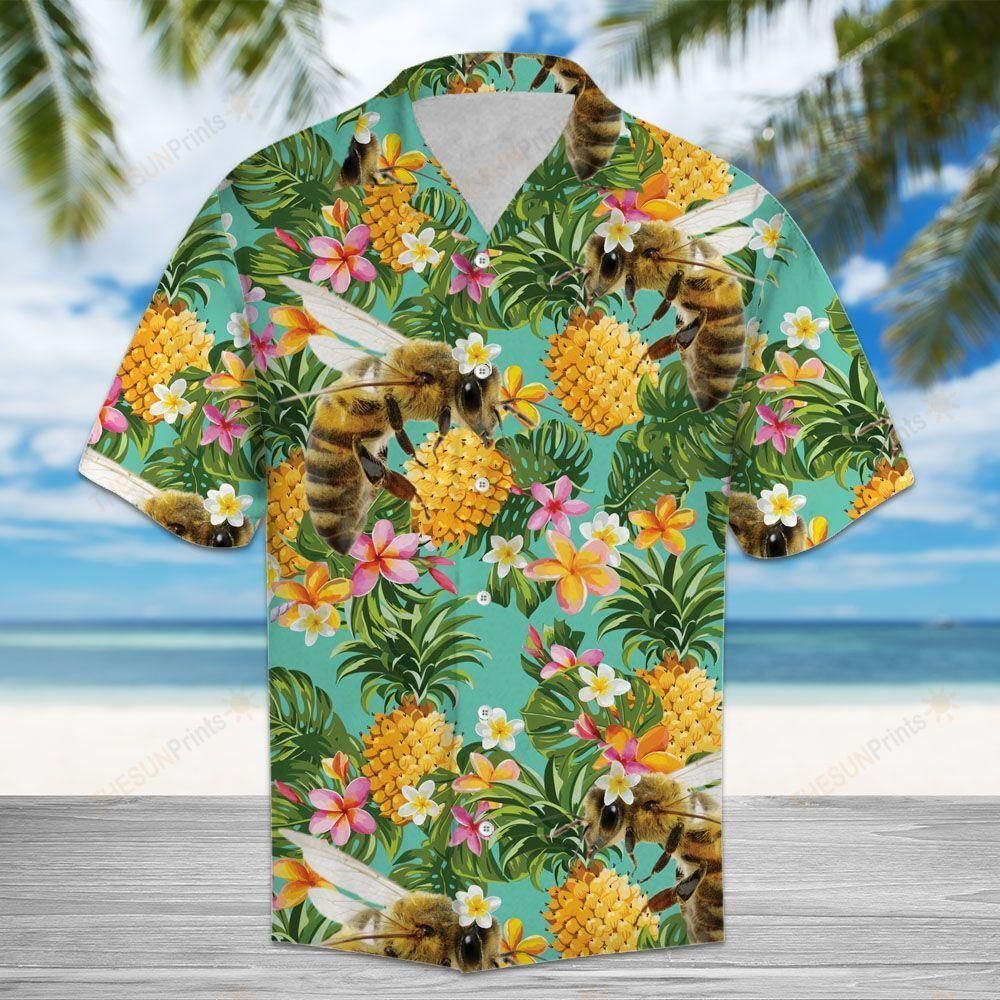 HAWAII SHIRT Tropical Pineapple Bee -ZX6018 