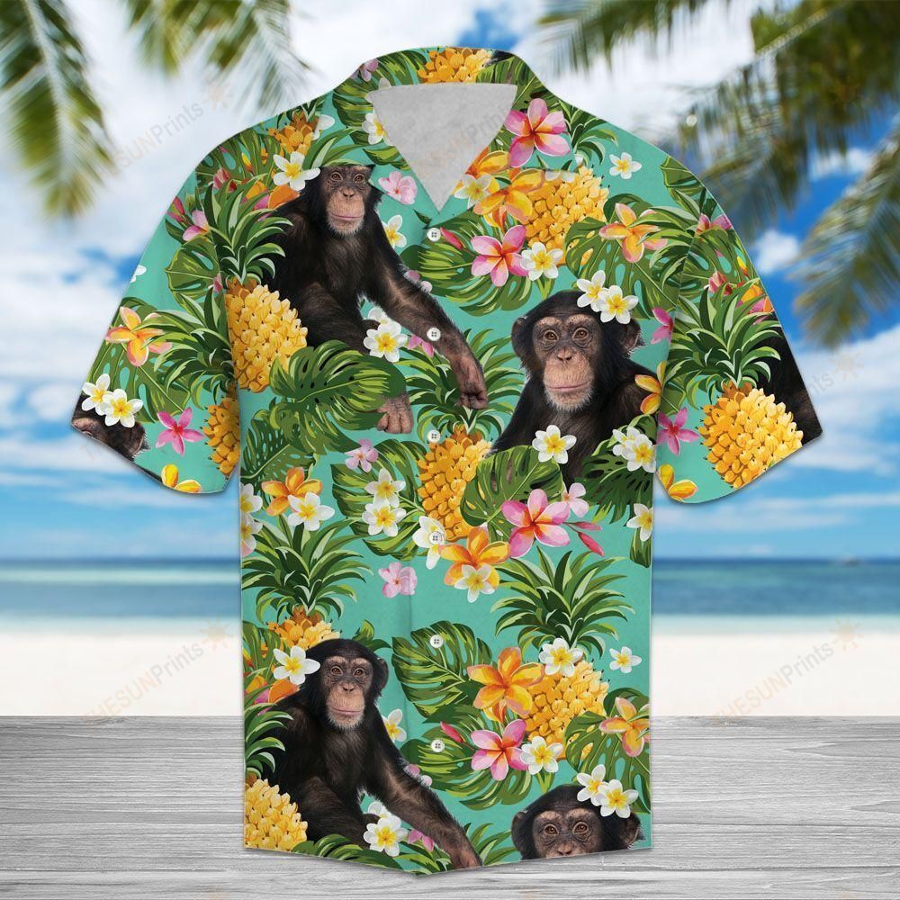 HAWAII SHIRT Tropical Pineapple Monkey -ZX6082 