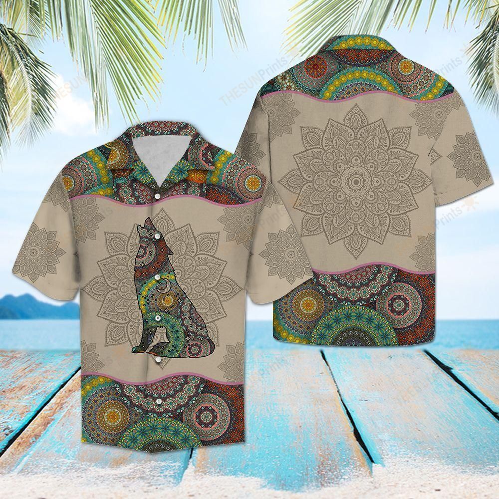 HAWAII SHIRT Wolf Mandala -ZX5841 