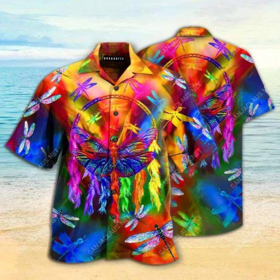 Hawaiian Aloha Shirts Amazing Colorful Dragonfly