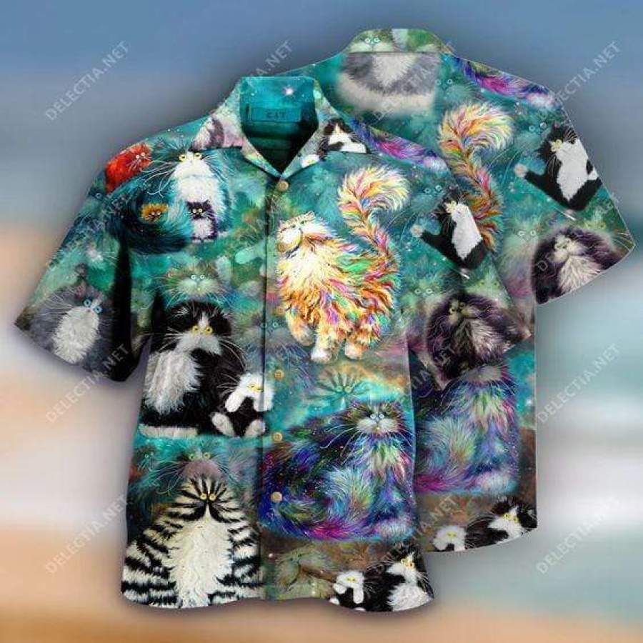 Hawaiian Aloha Shirts Amazing Furball Cat