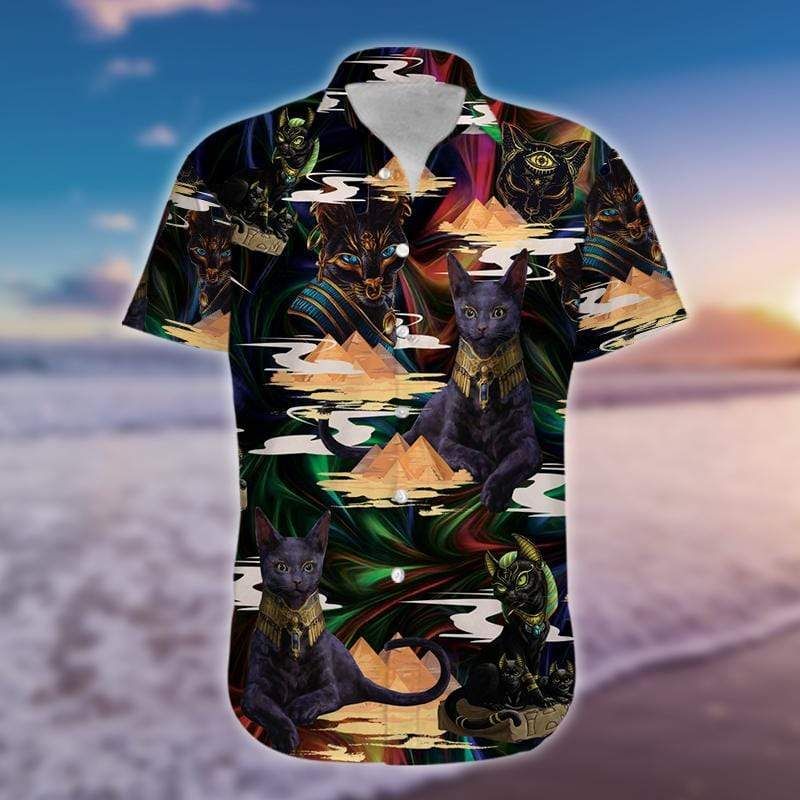 Hawaiian Aloha Shirts Awesome Egyptian Cat #601H