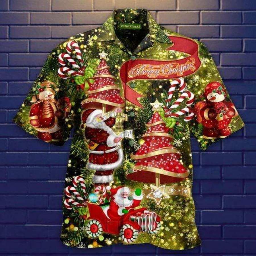 Hawaiian Aloha Shirts Believe In Magic Of Christmas Santa Claus