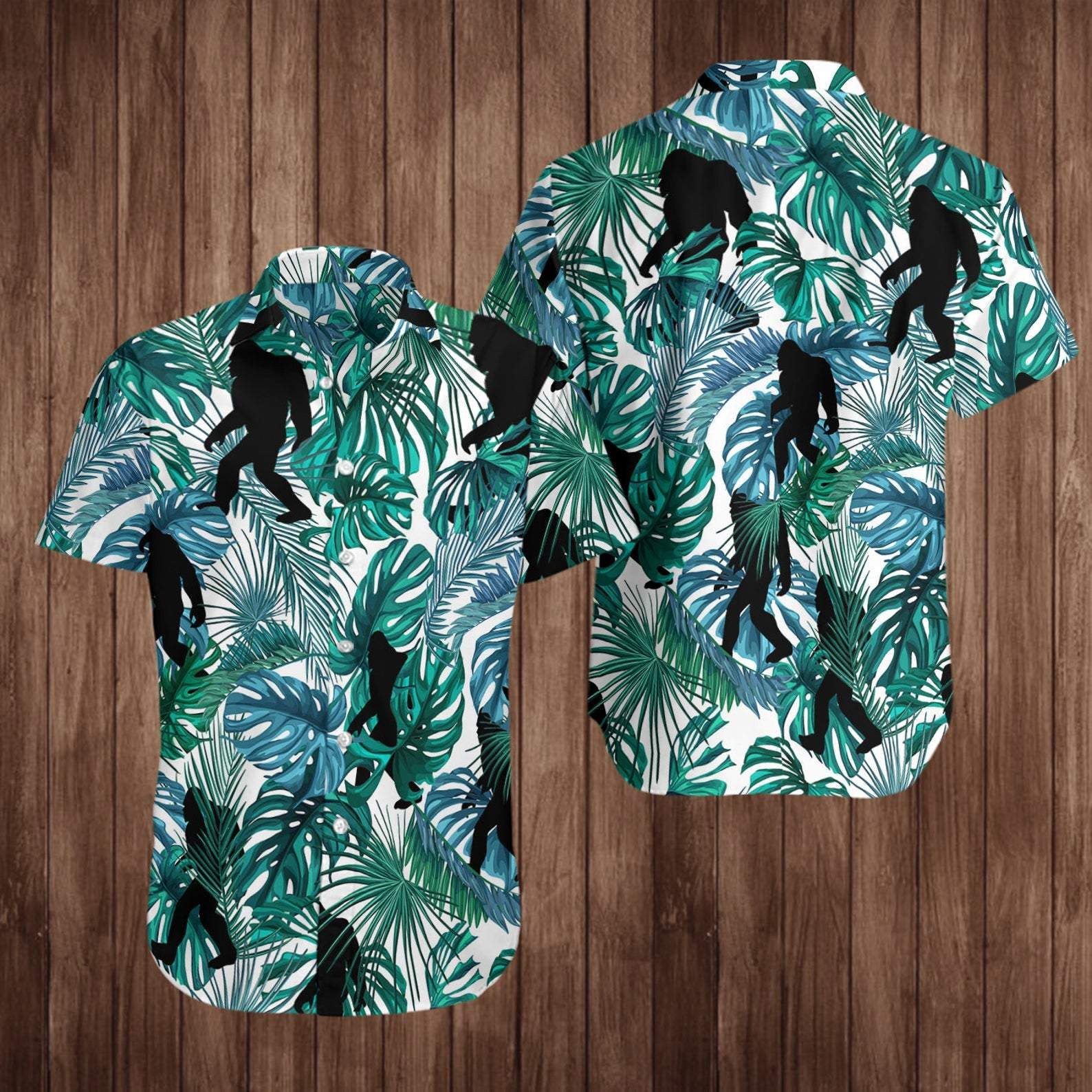 Hawaiian Aloha Shirts Big Foot And Palm Trees #1708V