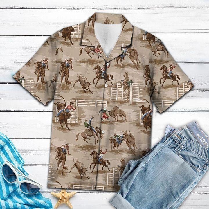 Hawaiian Aloha Shirts Bull Riding Vintage