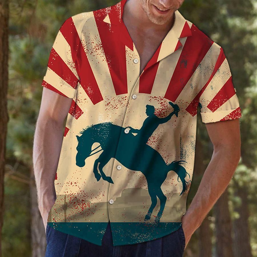 Hawaiian Aloha Shirts Cowboy Wild Horse