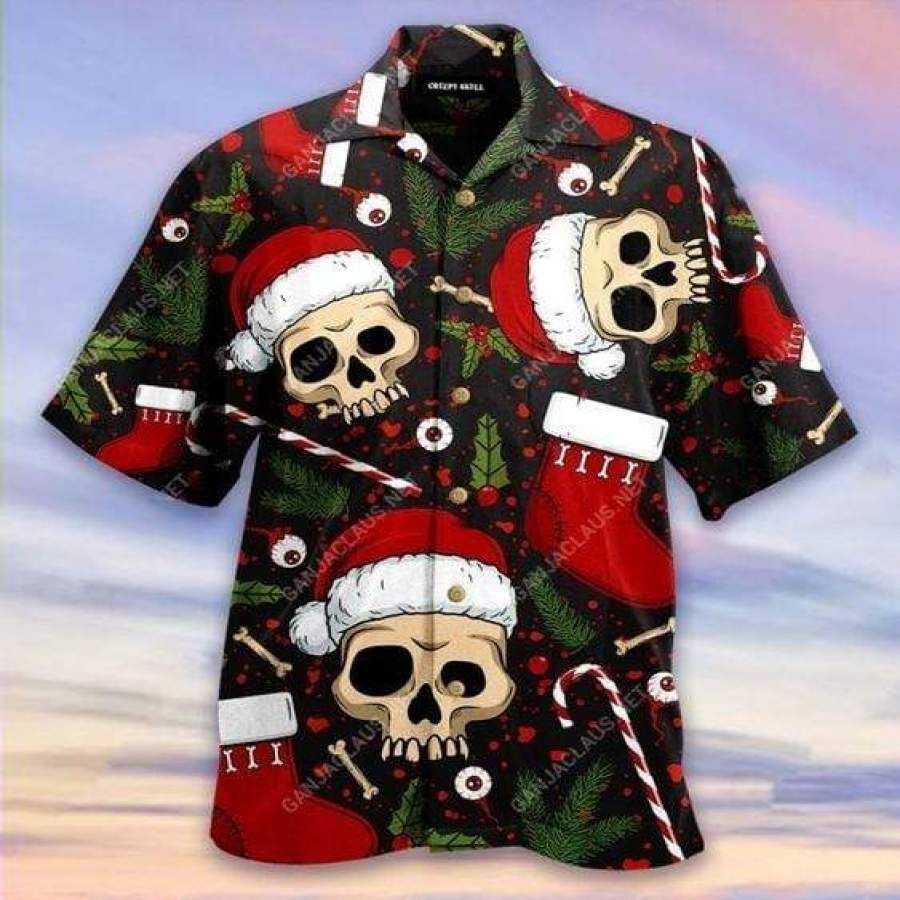 Hawaiian Aloha Shirts Creepy Skull Christmas
