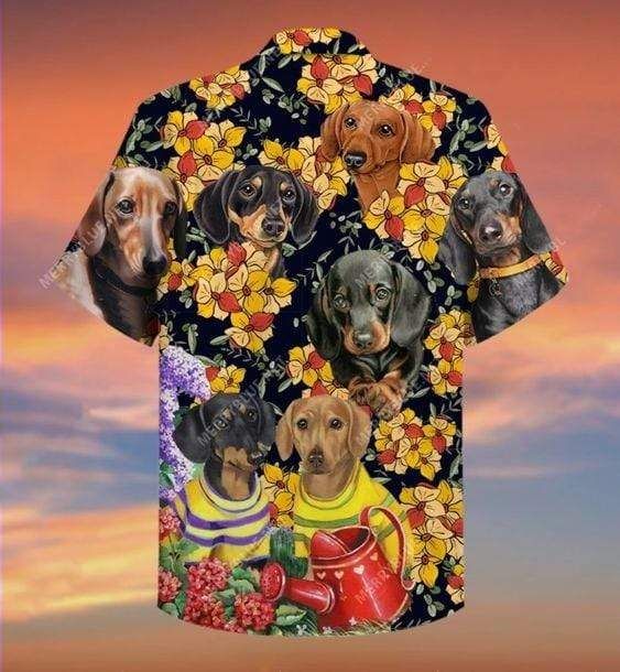 Hawaiian Aloha Shirts Dachshund And Flowers