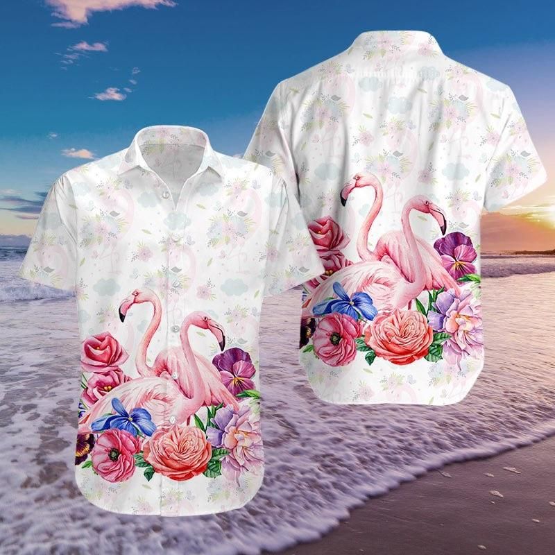 Hawaiian Aloha Shirts Flamingo Flower #1708L