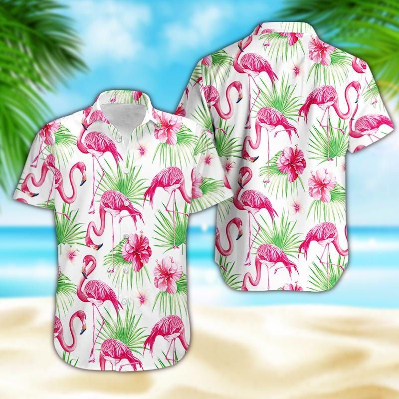 Hawaiian Aloha Shirts Flamingo Pink Pattern #2501DH