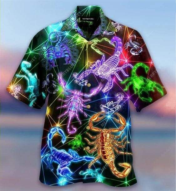 Hawaiian Aloha Shirts Glowing Scorpion