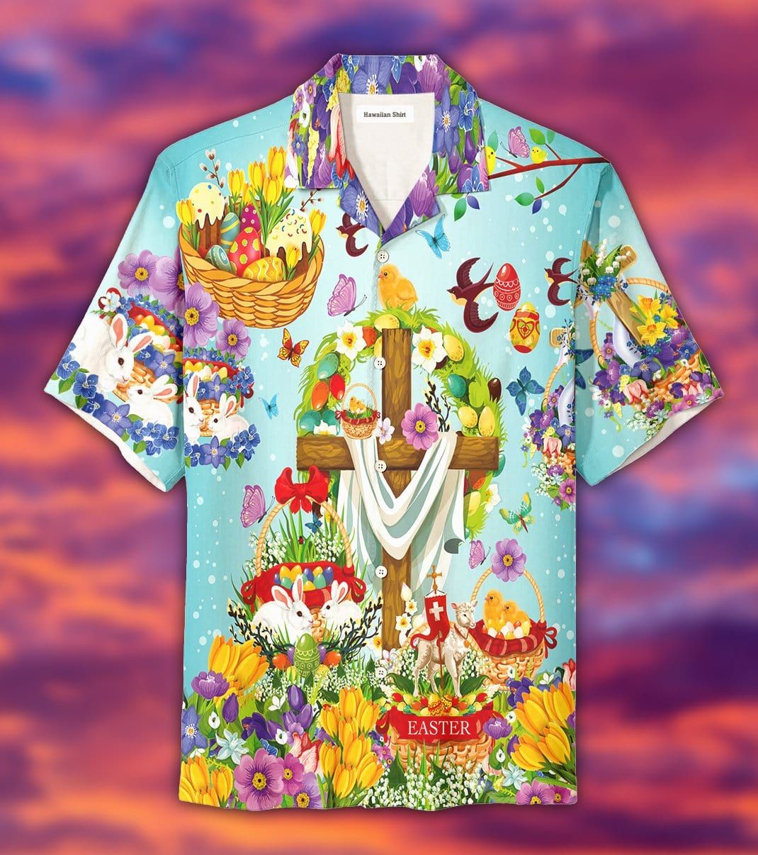 Hawaiian Aloha Shirts Happy Easter May The World Find Peace #803DH