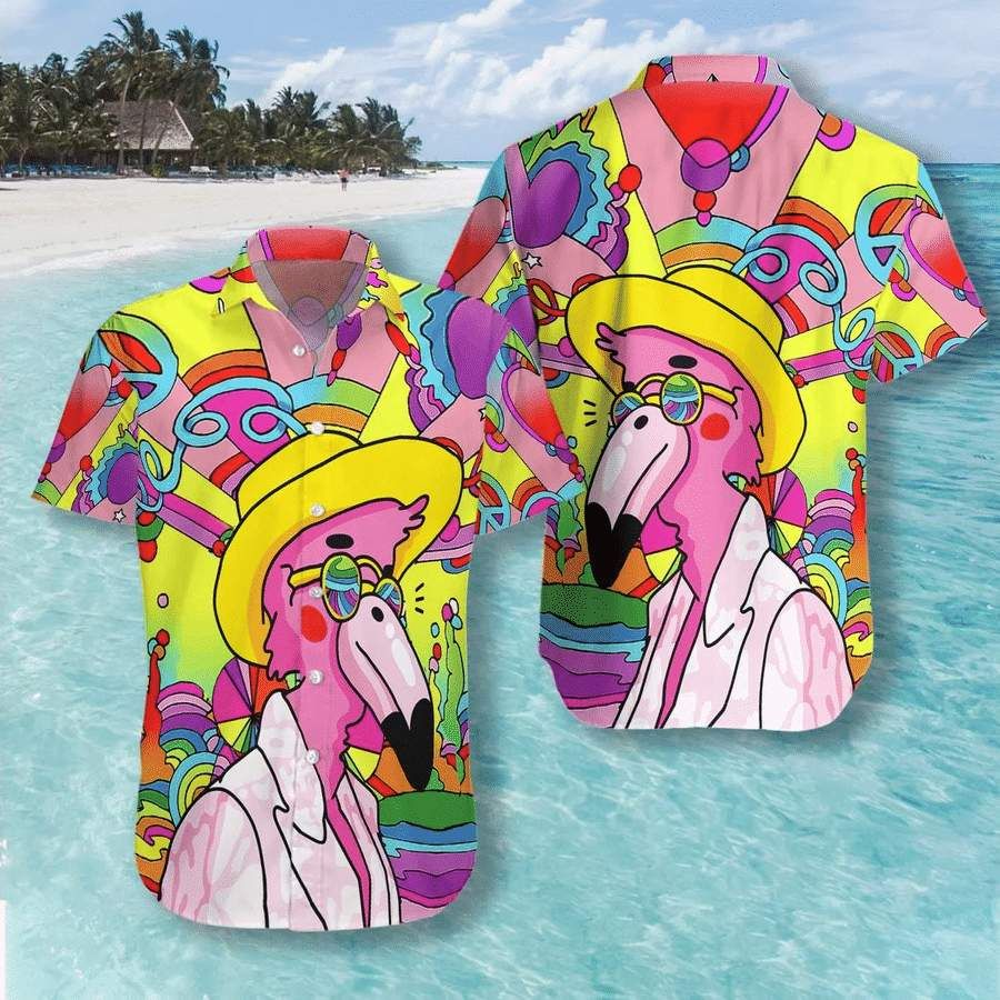 Hawaiian Aloha Shirts Hippie Flamingo