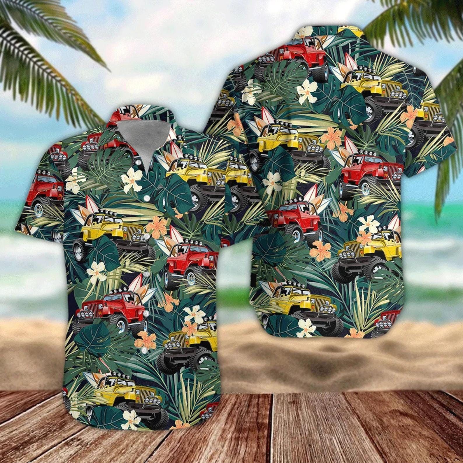 Hawaiian Aloha Shirts Jeep Car Tropical