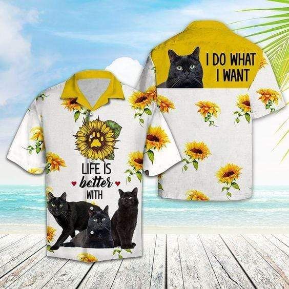 Hawaiian Aloha Shirts Life Is Better With Cats