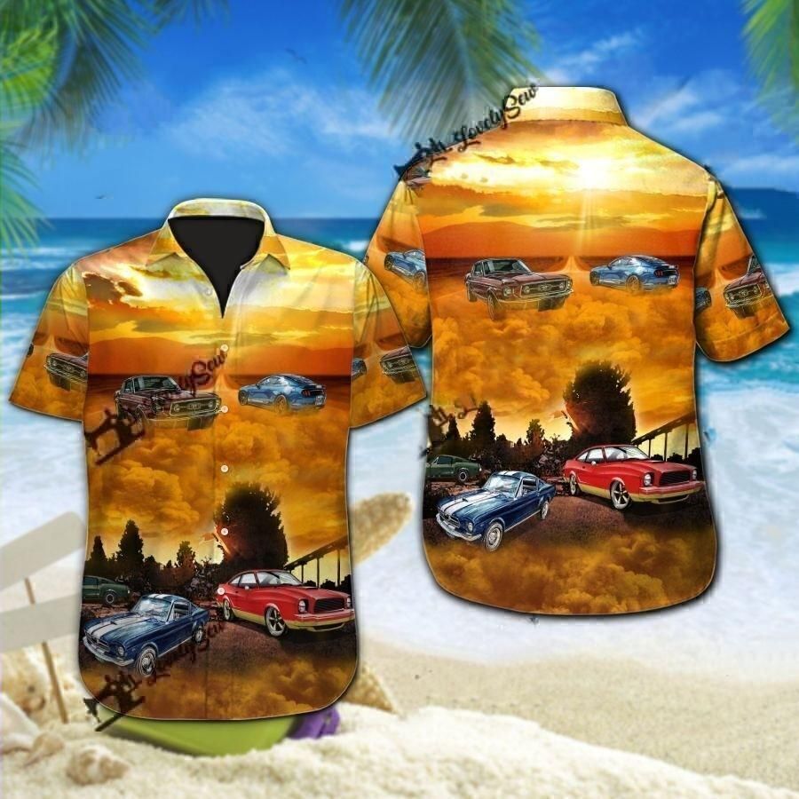Hawaiian Aloha Shirts Mus-tang In The Sunset