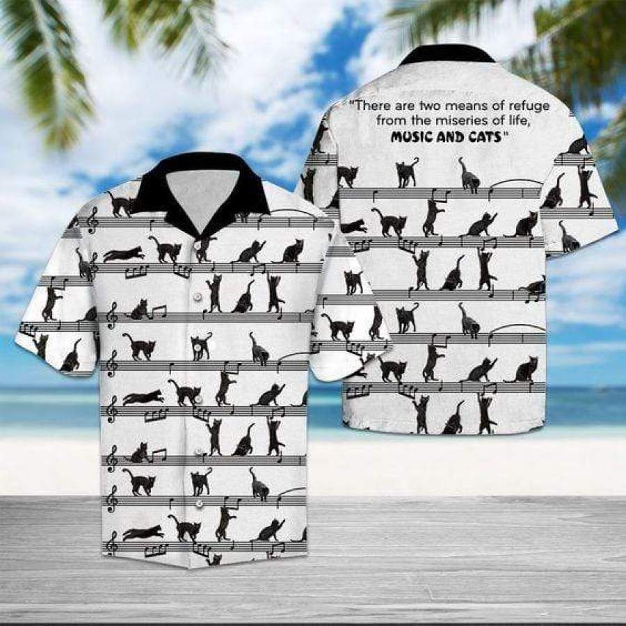 Hawaiian Aloha Shirts Music And Cat