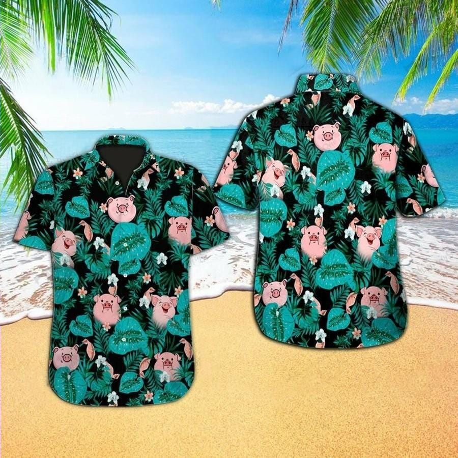 Hawaiian Aloha Shirts Pig Hawaii Tropical