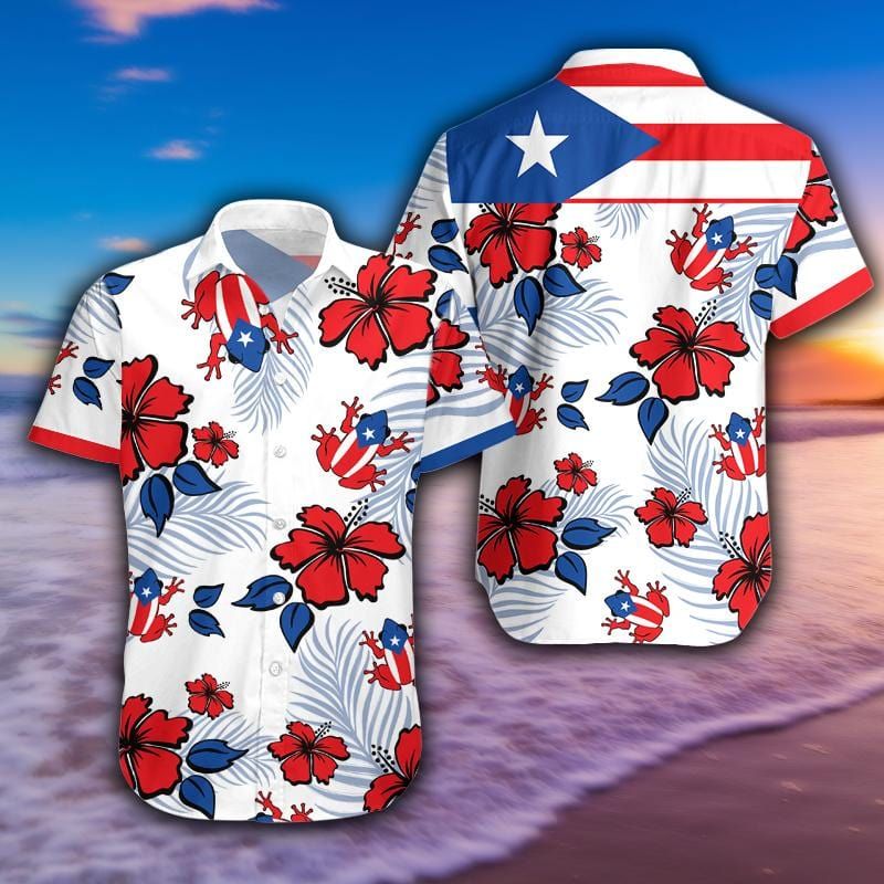Hawaiian Aloha Shirts Puerto Rico Common Coquï¿½ Flag #260521L