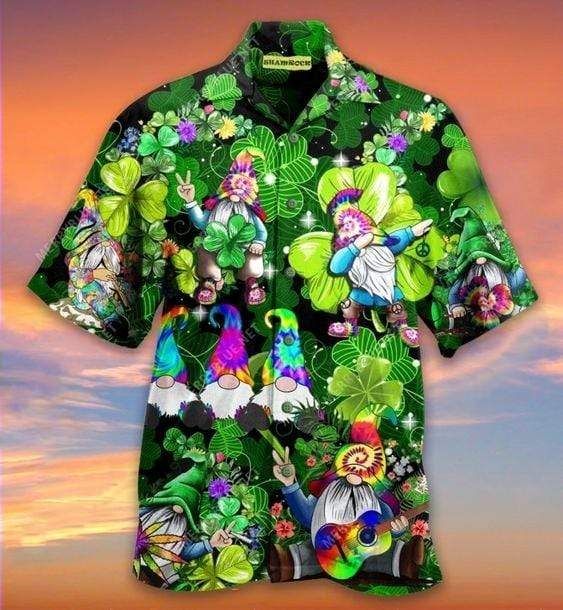Hawaiian Aloha Shirts Shamrock Gnome Hippie Saint Patrick’s Day