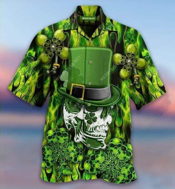 Hawaiian Aloha Shirts Skull Enjoys St Patrick’s Day