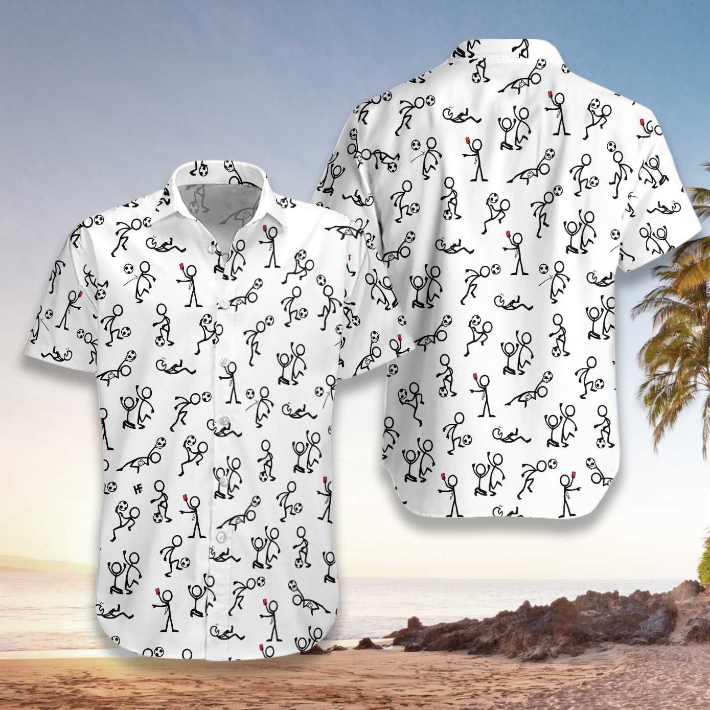 Hawaiian Aloha Shirts Stickfigures Playing Soccer